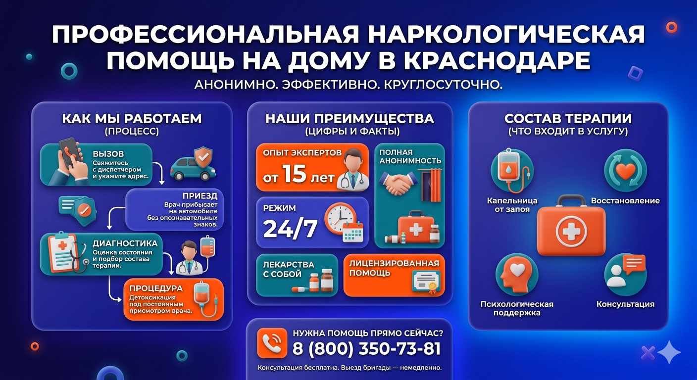 Инфографика о принципах лечения алкоголизма на дому в САО Москвы: этапы вызова нарколога, преимущества анонимной детоксикации и состав медицинской помощи.